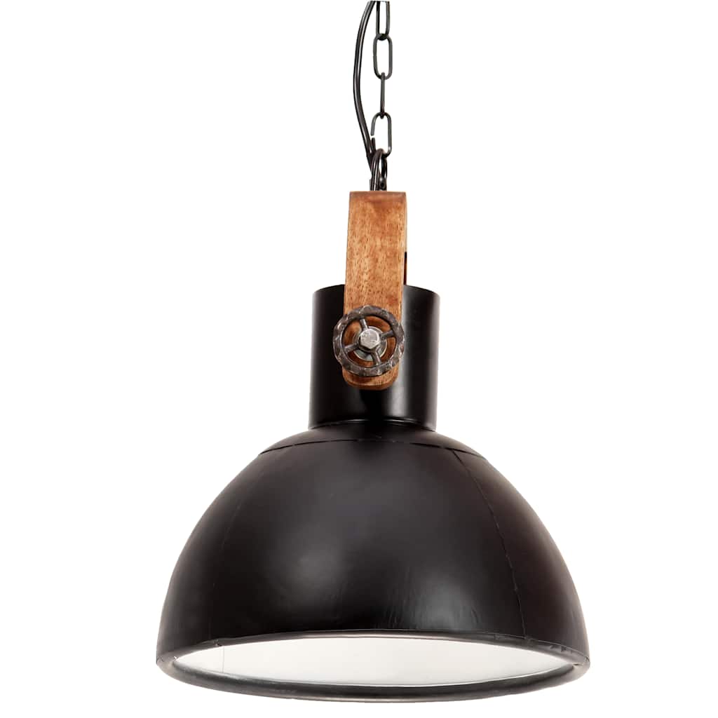 vidaXL Hanging Lamp | Black and brown | Iron and solid mango wood | Medium 4