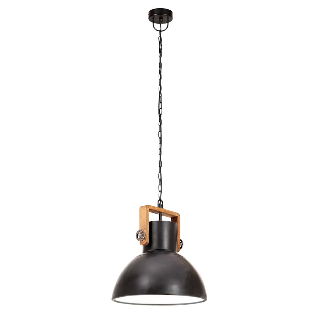 vidaXL Hanging Lamp | Black and brown | Iron and solid mango wood | Medium 6