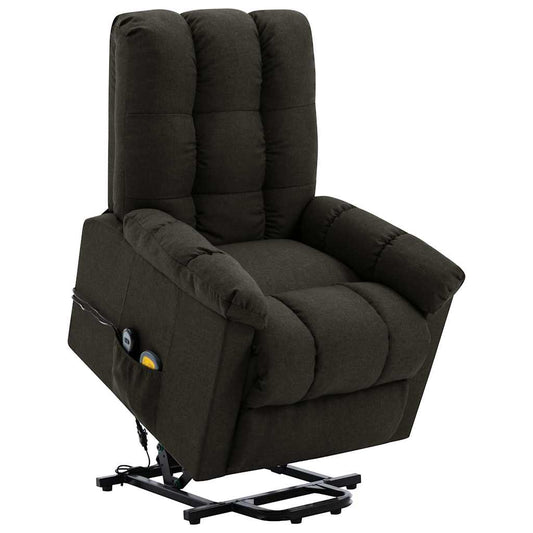 Stand-up Massage Recliner Fabric Dark brown