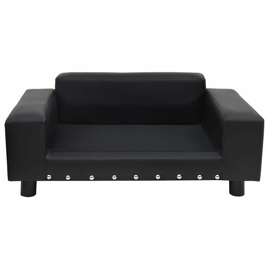 170954 vidaXL Dog Sofa Black 81x43x31 cm Plush and Faux Leather 2