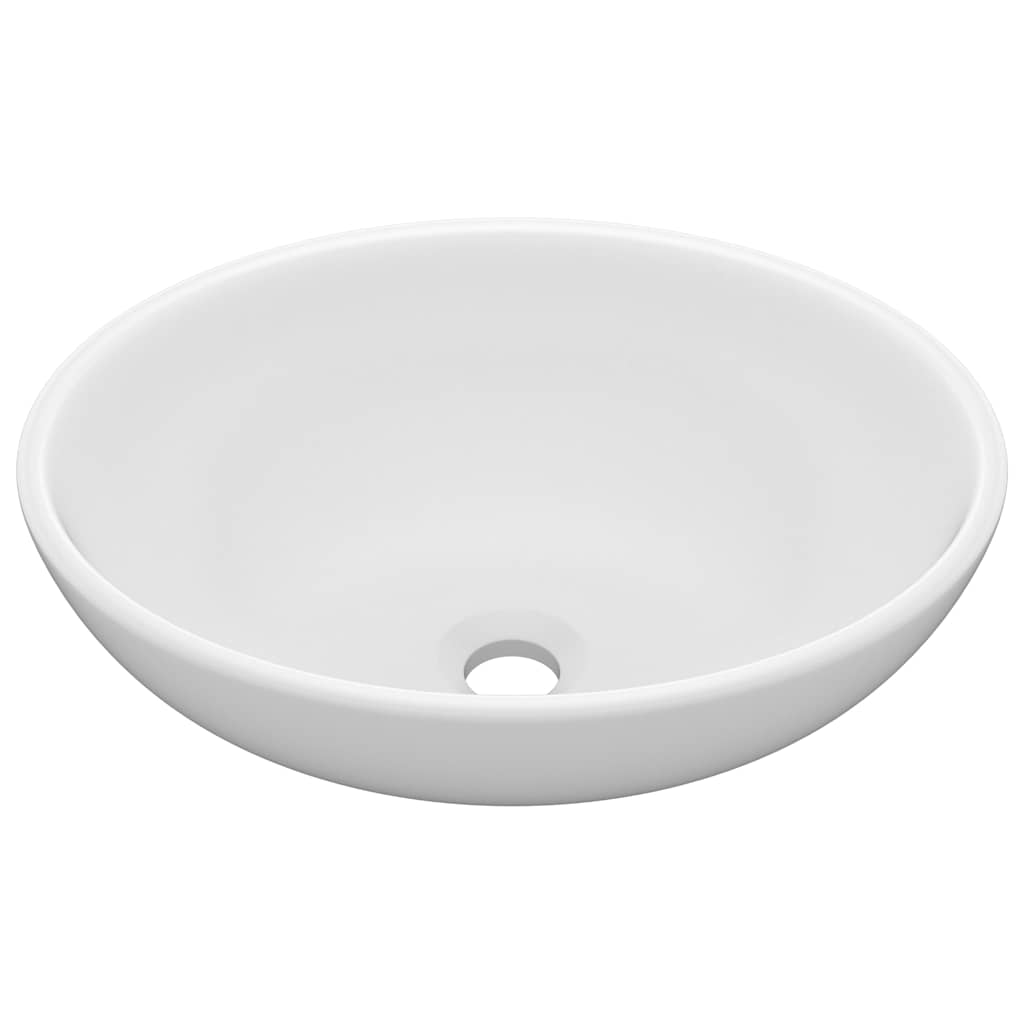 vidaXL Luxury Basin Oval-shaped Matt White 40x33 cm Ceramic 2