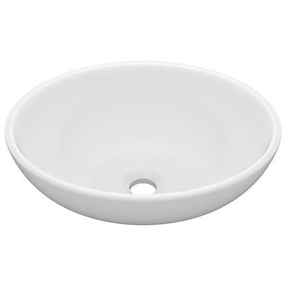vidaXL Luxury Basin Oval-shaped Matt White 40x33 cm Ceramic 2