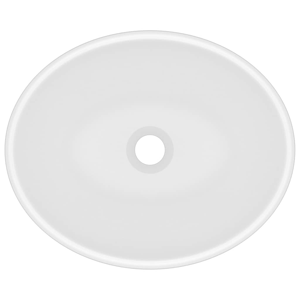 vidaXL Luxury Basin Oval-shaped Matt White 40x33 cm Ceramic 4