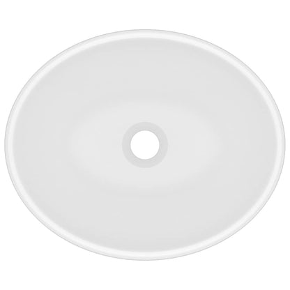 vidaXL Luxury Basin Oval-shaped Matt White 40x33 cm Ceramic 4