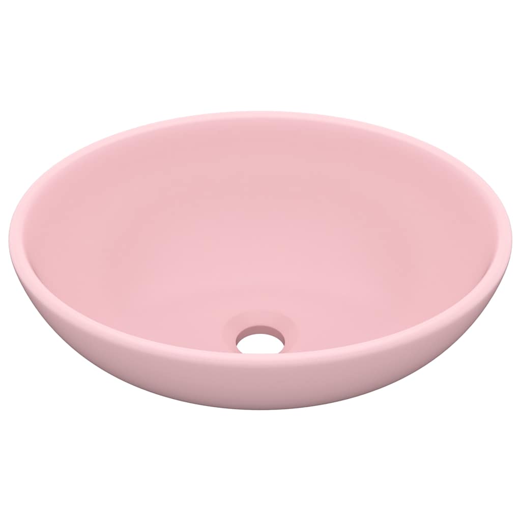 vidaXL Luxury Basin Oval-shaped Matt Pink 40x33 cm Ceramic 2