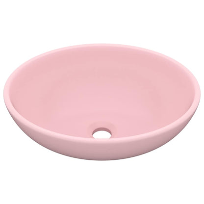 vidaXL Luxury Basin Oval-shaped Matt Pink 40x33 cm Ceramic 2