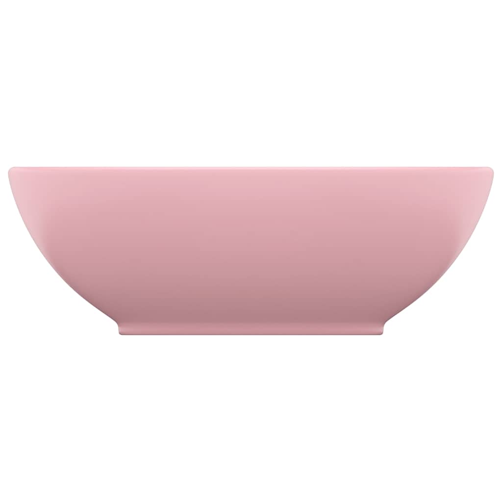 vidaXL Luxury Basin Oval-shaped Matt Pink 40x33 cm Ceramic 3
