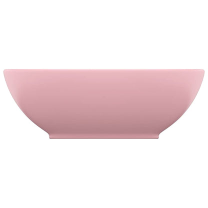 vidaXL Luxury Basin Oval-shaped Matt Pink 40x33 cm Ceramic 3