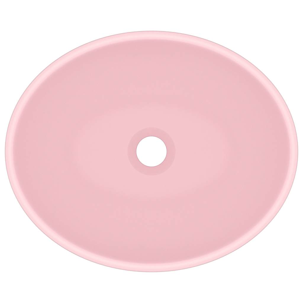 vidaXL Luxury Basin Oval-shaped Matt Pink 40x33 cm Ceramic 4