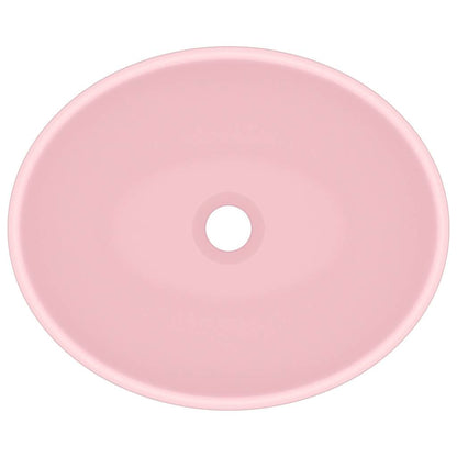 vidaXL Luxury Basin Oval-shaped Matt Pink 40x33 cm Ceramic 4