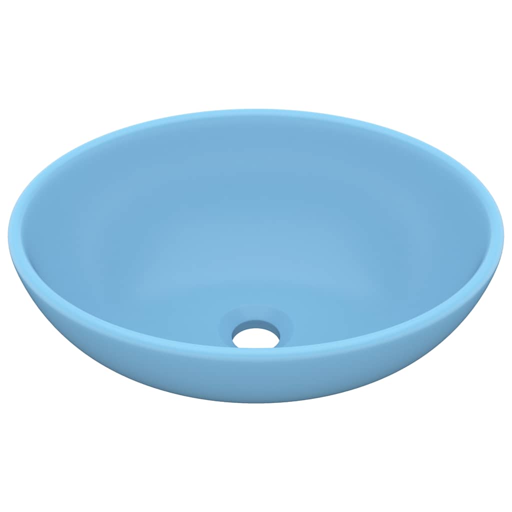 vidaXL Luxury Basin Oval-shaped Matt Light Blue 40x33 cm Ceramic 2