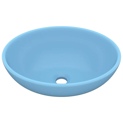 vidaXL Luxury Basin Oval-shaped Matt Light Blue 40x33 cm Ceramic 2