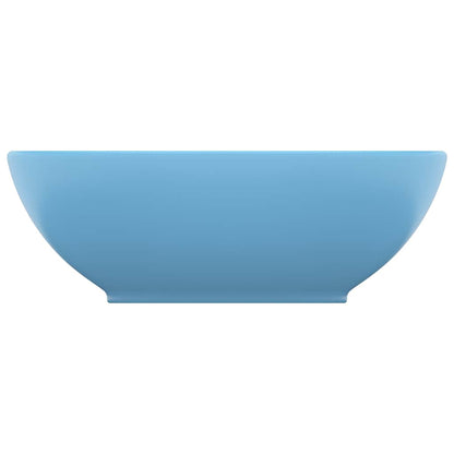vidaXL Luxury Basin Oval-shaped Matt Light Blue 40x33 cm Ceramic 3