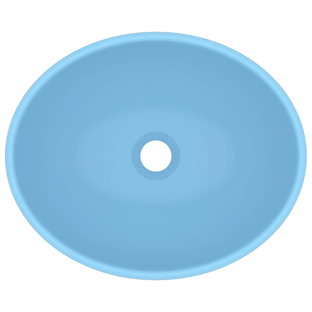 vidaXL Luxury Basin Oval-shaped Matt Light Blue 40x33 cm Ceramic 4
