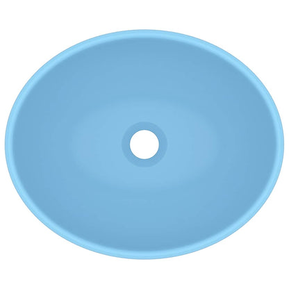 vidaXL Luxury Basin Oval-shaped Matt Light Blue 40x33 cm Ceramic 4