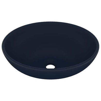 vidaXL Luxury Basin Oval-shaped Matt Dark Blue 40x33 cm Ceramic 2