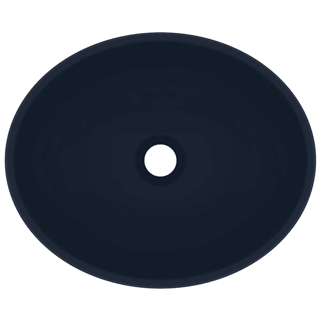vidaXL Luxury Basin Oval-shaped Matt Dark Blue 40x33 cm Ceramic 4
