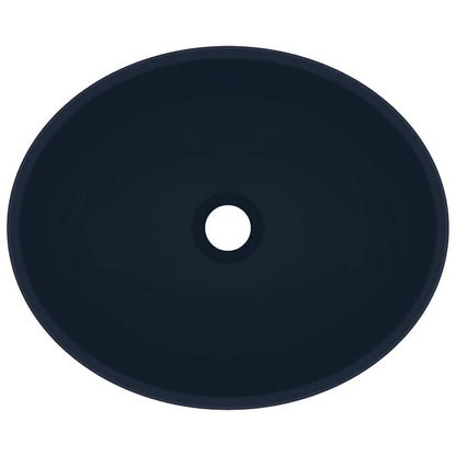 vidaXL Luxury Basin Oval-shaped Matt Dark Blue 40x33 cm Ceramic 4