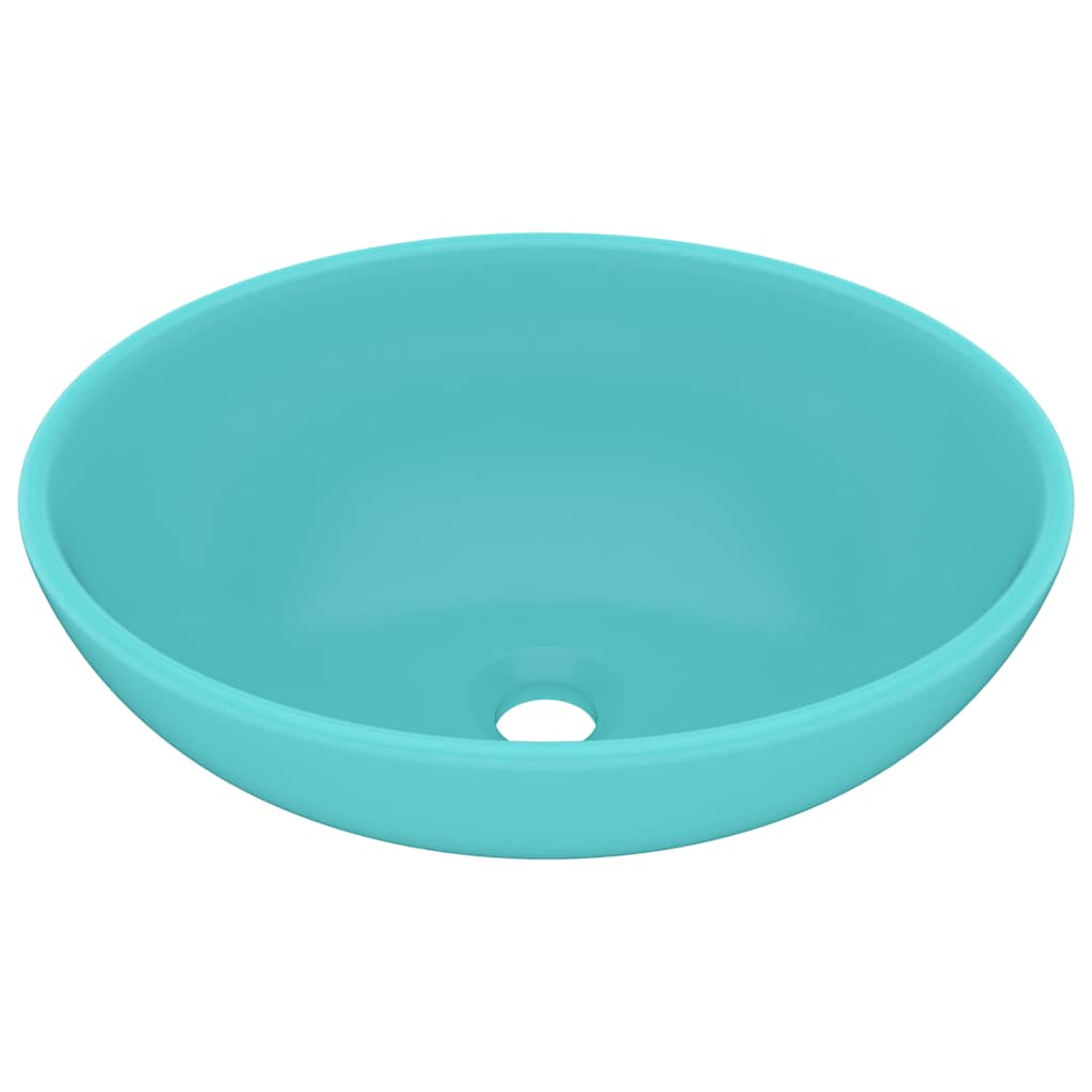 vidaXL Luxury Basin Oval-shaped Matt Light Green 40x33 cm Ceramic 2