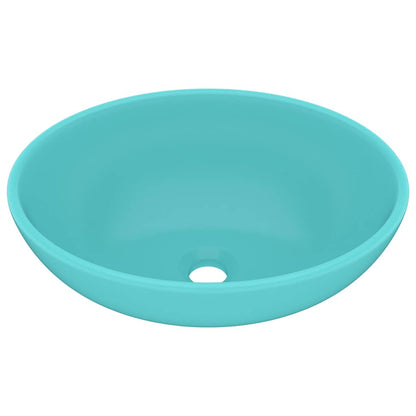vidaXL Luxury Basin Oval-shaped Matt Light Green 40x33 cm Ceramic 2