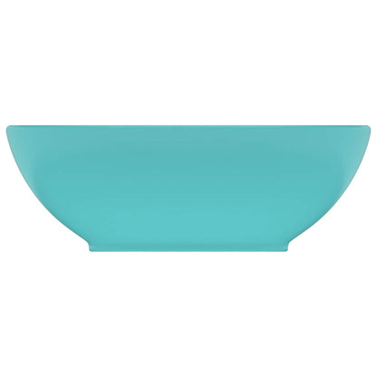 vidaXL Luxury Basin Oval-shaped Matt Light Green 40x33 cm Ceramic 3