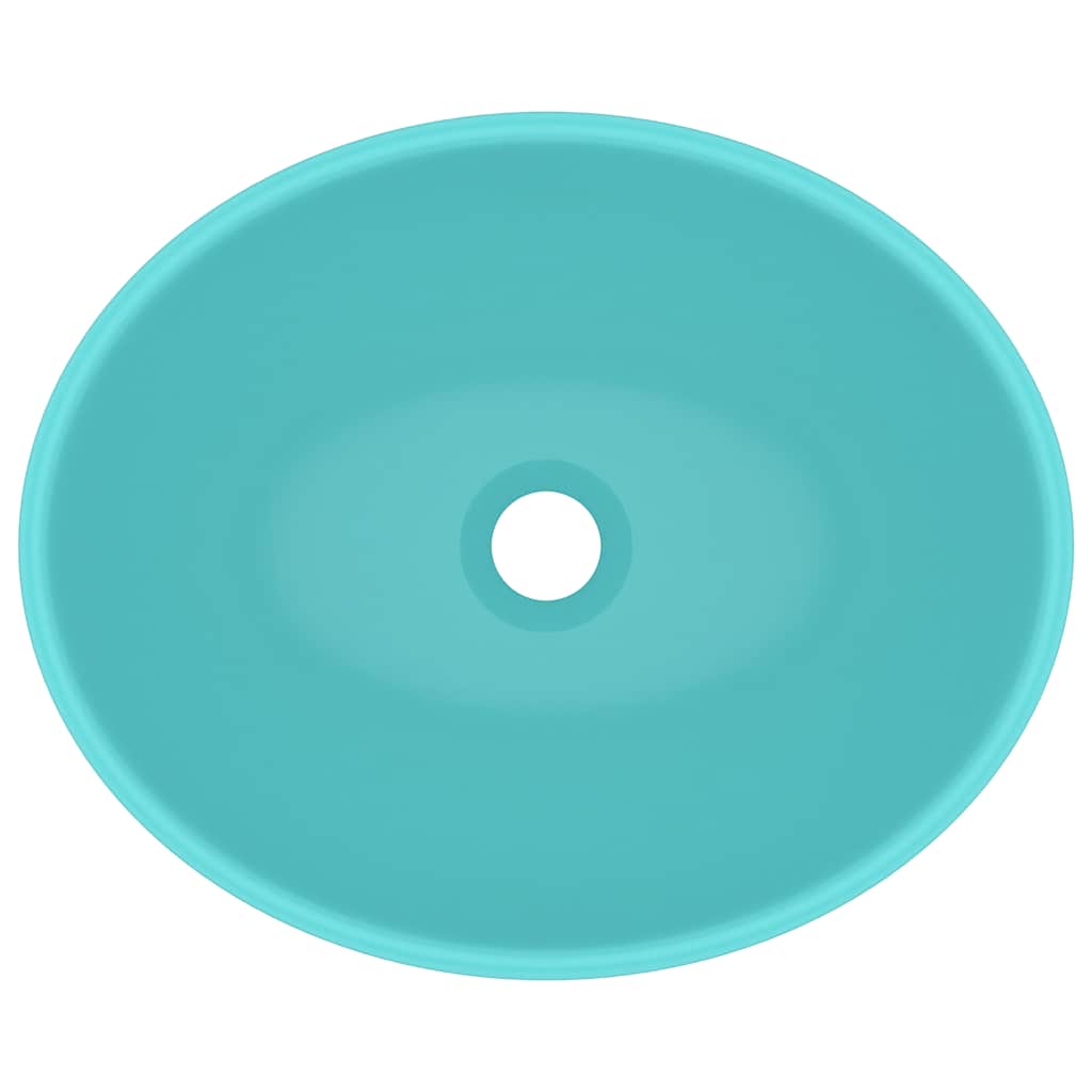 vidaXL Luxury Basin Oval-shaped Matt Light Green 40x33 cm Ceramic 4