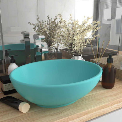 vidaXL Luxury Basin Oval-shaped Matt Light Green 40x33 cm Ceramic 1