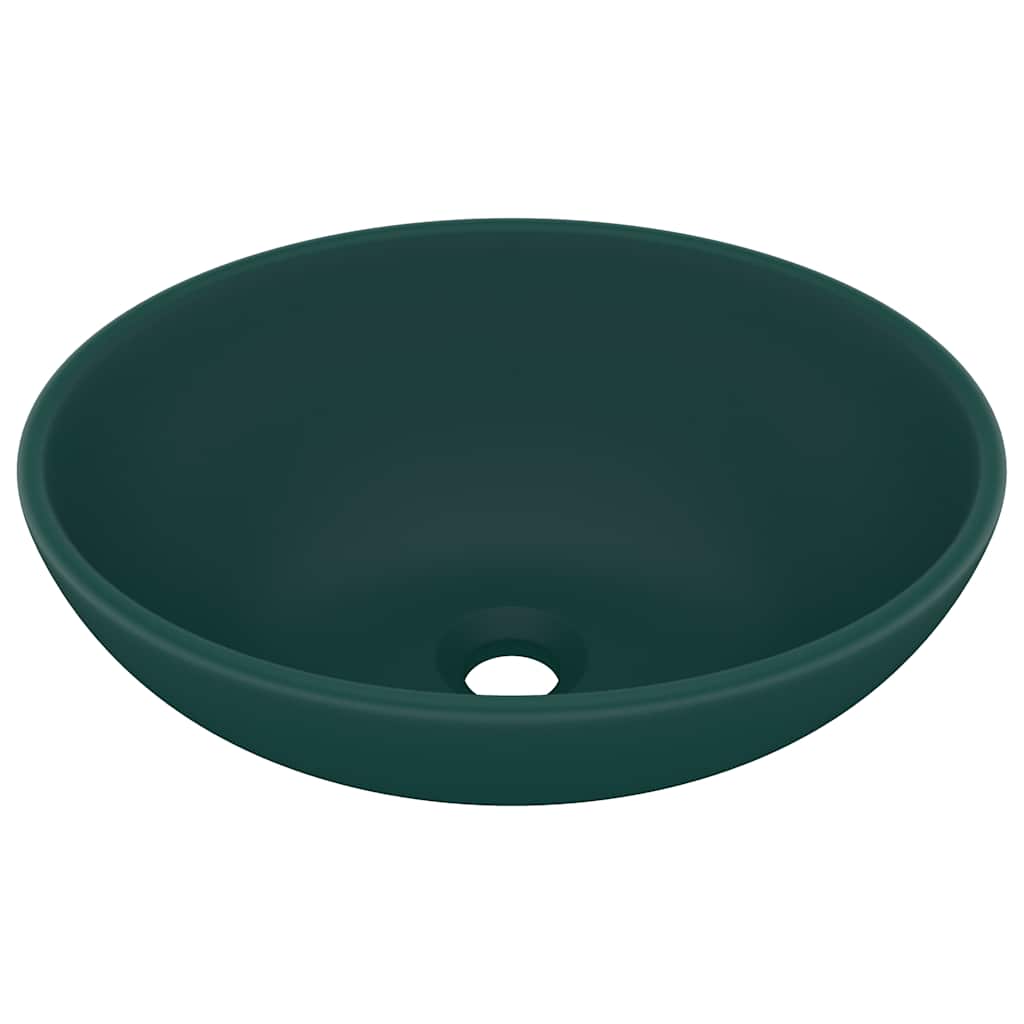 vidaXL Luxury Basin Oval-shaped Matt Dark Green 40x33 cm Ceramic 2