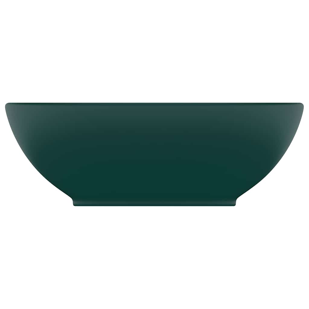 vidaXL Luxury Basin Oval-shaped Matt Dark Green 40x33 cm Ceramic 3
