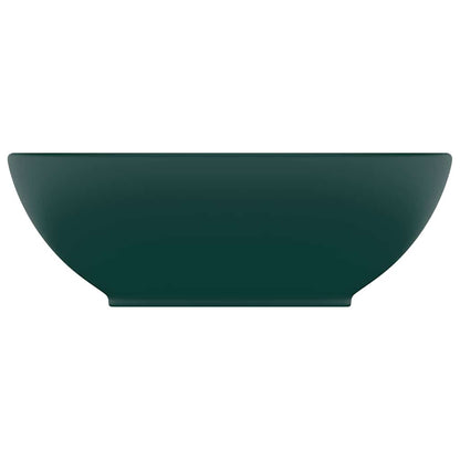 vidaXL Luxury Basin Oval-shaped Matt Dark Green 40x33 cm Ceramic 3