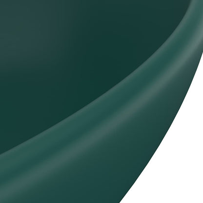 vidaXL Luxury Basin Oval-shaped Matt Dark Green 40x33 cm Ceramic 5