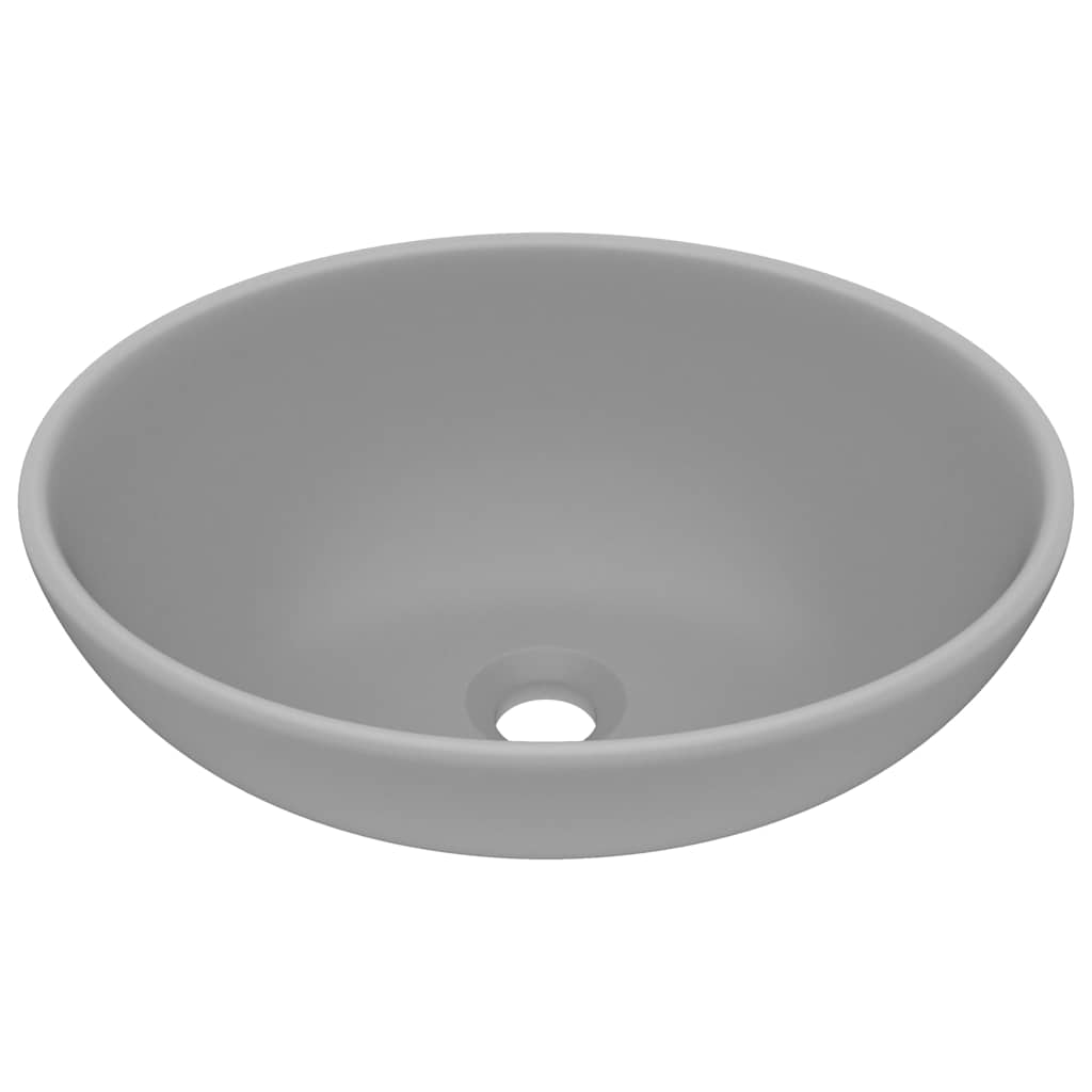 vidaXL Luxury Basin Oval-shaped Matt Light Grey 40x33 cm Ceramic 2