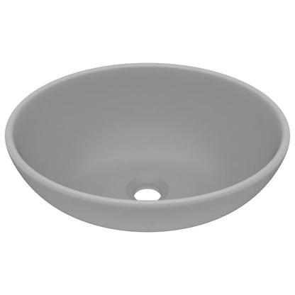 vidaXL Luxury Basin Oval-shaped Matt Light Grey 40x33 cm Ceramic 2