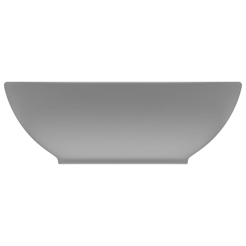 vidaXL Luxury Basin Oval-shaped Matt Light Grey 40x33 cm Ceramic 3