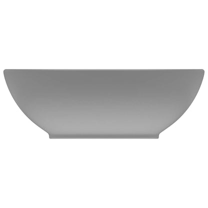 vidaXL Luxury Basin Oval-shaped Matt Light Grey 40x33 cm Ceramic 3