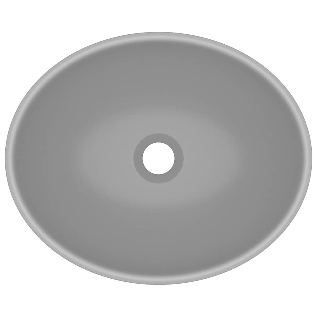 vidaXL Luxury Basin Oval-shaped Matt Light Grey 40x33 cm Ceramic 4