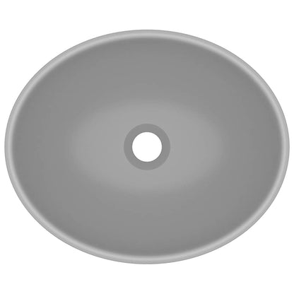 vidaXL Luxury Basin Oval-shaped Matt Light Grey 40x33 cm Ceramic 4