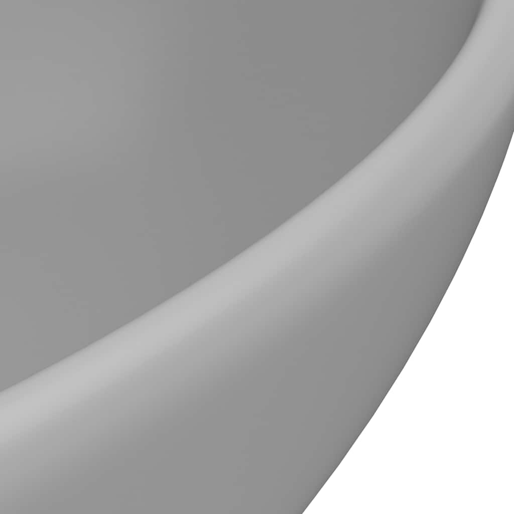 vidaXL Luxury Basin Oval-shaped Matt Light Grey 40x33 cm Ceramic 5