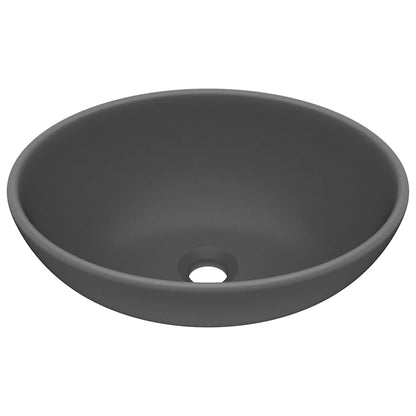 146928 vidaXL Luxury Basin Oval-shaped Matt Dark Grey 40x33 cm Ceramic 2