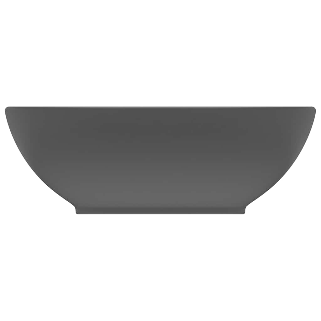 146928 vidaXL Luxury Basin Oval-shaped Matt Dark Grey 40x33 cm Ceramic 3