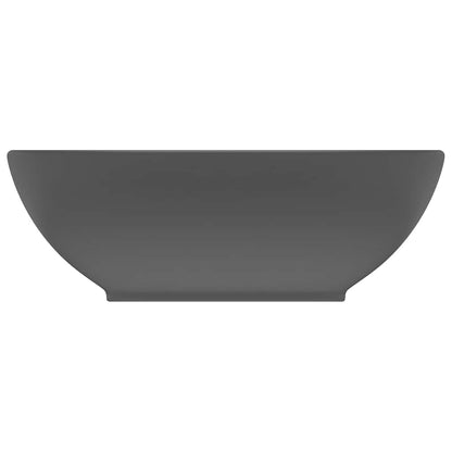 146928 vidaXL Luxury Basin Oval-shaped Matt Dark Grey 40x33 cm Ceramic 3