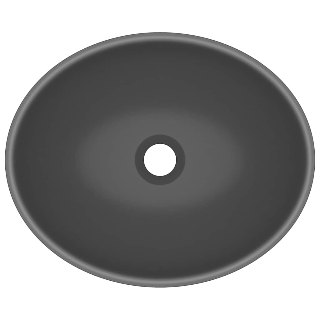 146928 vidaXL Luxury Basin Oval-shaped Matt Dark Grey 40x33 cm Ceramic 4