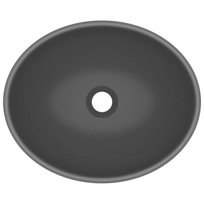 146928 vidaXL Luxury Basin Oval-shaped Matt Dark Grey 40x33 cm Ceramic 4