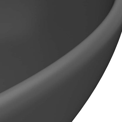 146928 vidaXL Luxury Basin Oval-shaped Matt Dark Grey 40x33 cm Ceramic 5