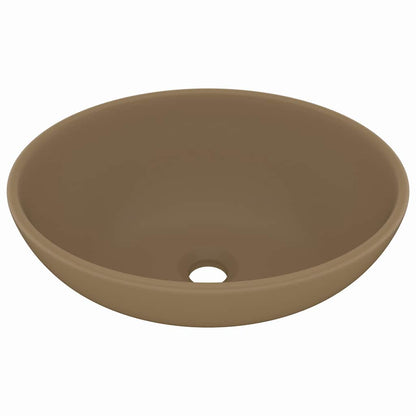 146930 vidaXL Luxury Basin Oval-shaped Matt Cream 40x33 cm Ceramic 2