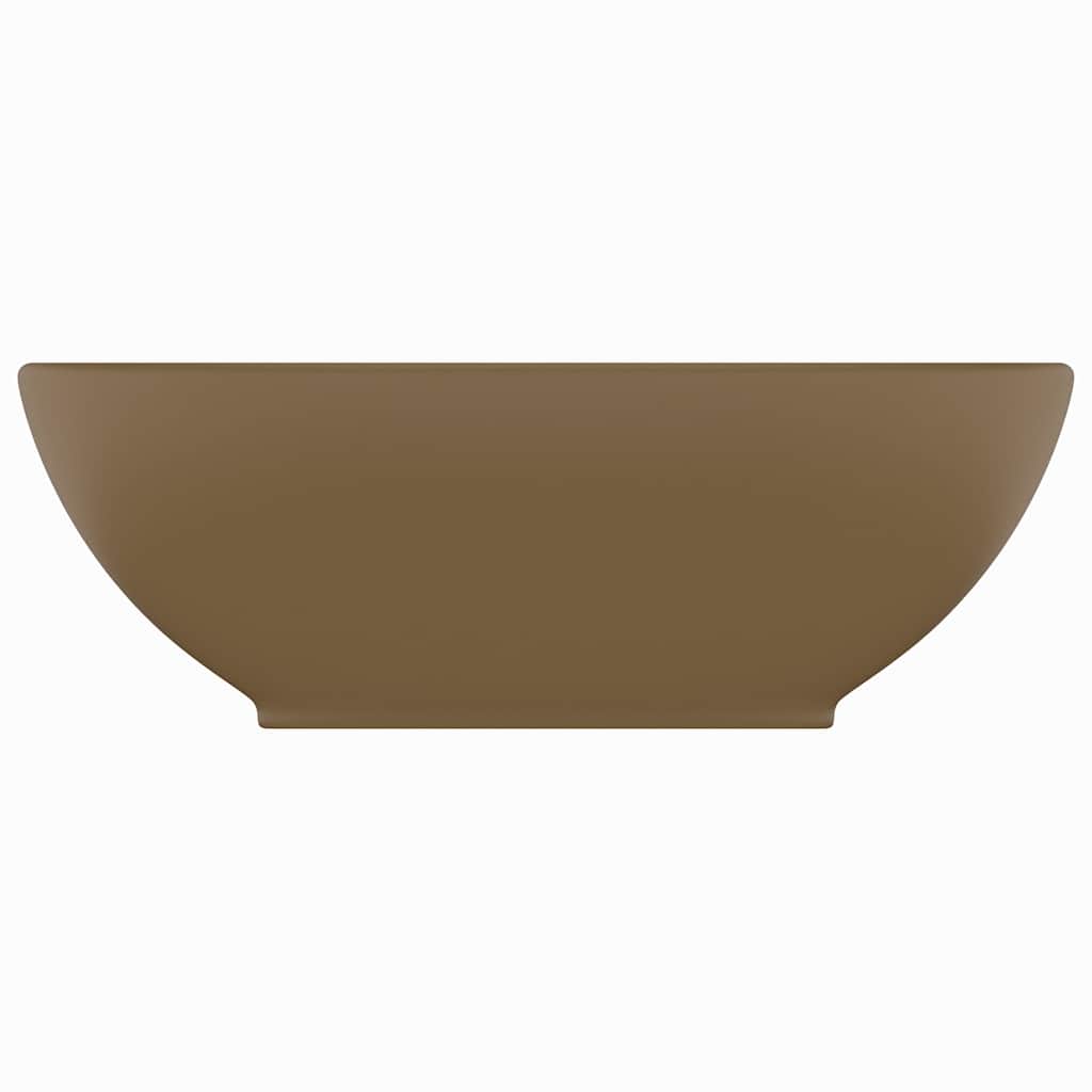 146930 vidaXL Luxury Basin Oval-shaped Matt Cream 40x33 cm Ceramic 3