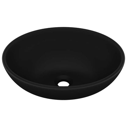 vidaXL Luxury Basin Oval-shaped Matt Black 40x33 cm Ceramic 2