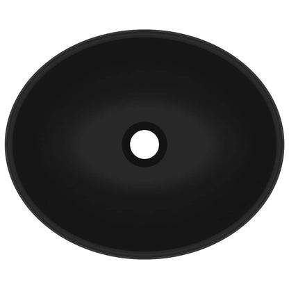 vidaXL Luxury Basin Oval-shaped Matt Black 40x33 cm Ceramic 4