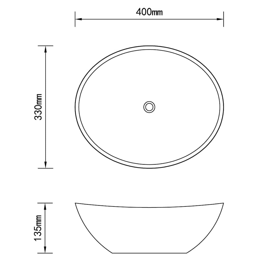 vidaXL Luxury Basin Oval-shaped Matt Black 40x33 cm Ceramic 6