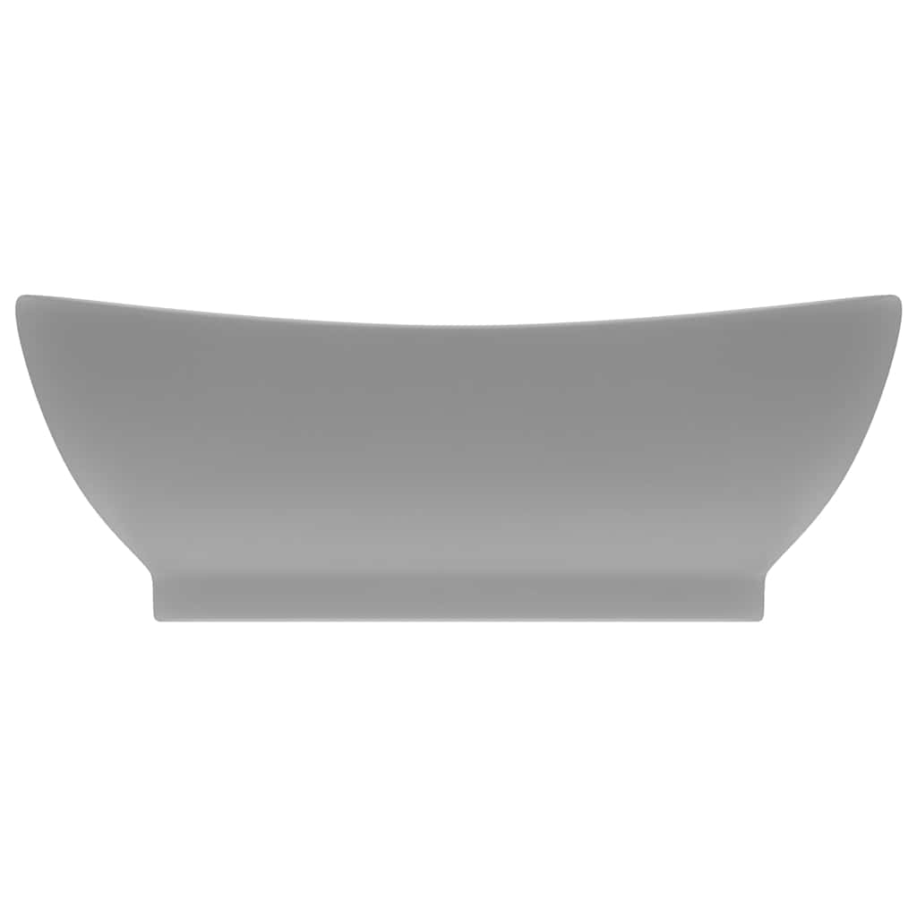vidaXL Luxury Basin Overflow Oval Matt Light Grey 58.5x39 cm Ceramic 3